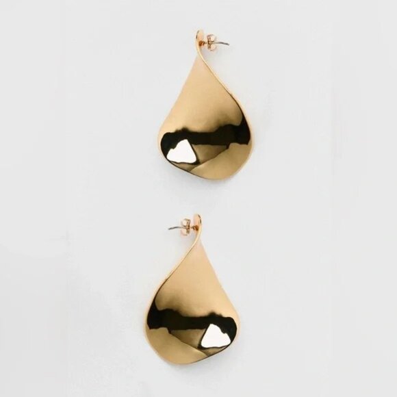 ZARA Oval Earrings elegant luxury Gold ✨✨🔥 NWT - Picture 2 of 8